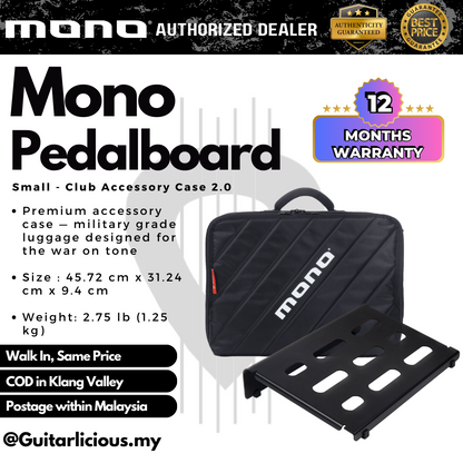 MONO Pedalboard Small, Black and Club Accessory Case 2.0, Black - SMALL / S