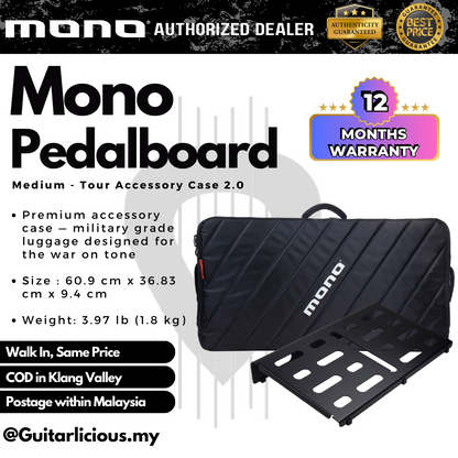 MONO Pedalboard Medium, Black and Club Accessory Case 2.0, Black - MEDIUM / M