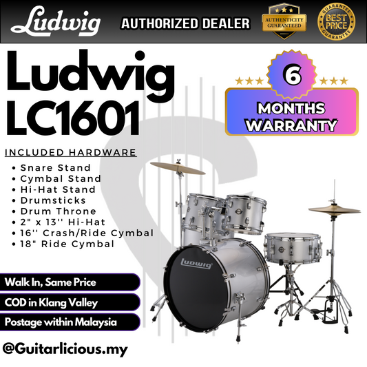 Ludwig LC1601 Accent Fuse 5-Piece Drums Set - Silver Foil (LC 1601 / LC-1601)