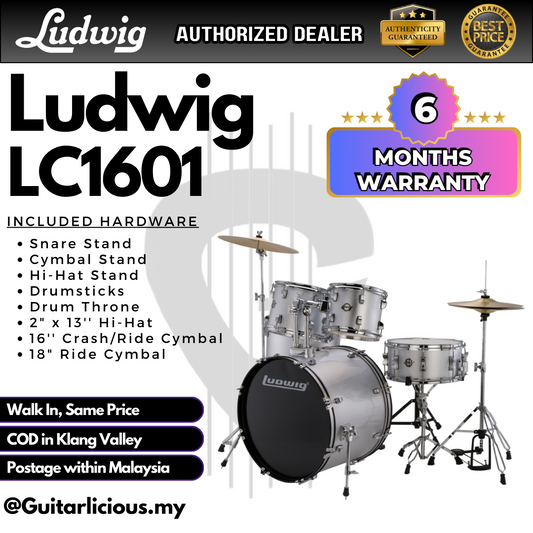 Ludwig LC1601 Accent Fuse 5-Piece Drums Set - Silver Foil (Website Clearance)