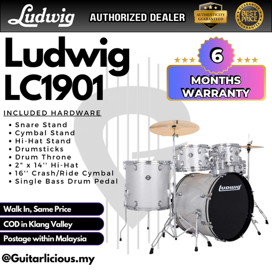 Ludwig LC1901 Accent Fuse 5-Piece Drums Set - Silver Sparkle (LC19015 DIR / LC 1901 / LC-1901 / SV)