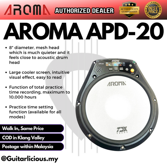 Aroma 8 Inch Digital Drum Practice Pad / Couch with Metronome, Hits Counting and Speed Detection - APD-20