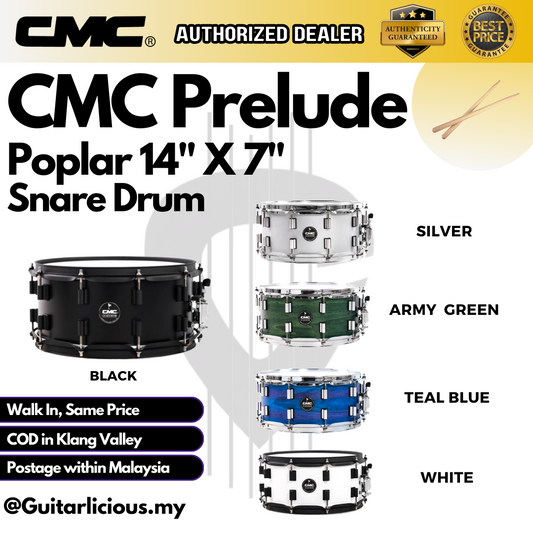 CMC Prelude 10ply Poplar 14" x 7" Snare Drum (Made in Thailand) - Silver