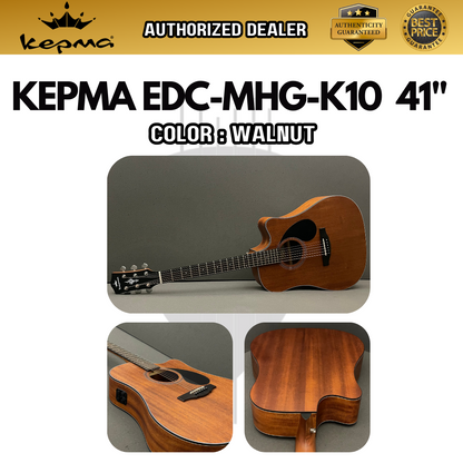 KEPMA EDC 41 inch Dreadnought Semi Acoustic Guitar w AcoustiFex® K-10 Pickup, Full Back Mahogany, EDC-K10