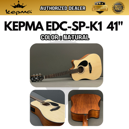 KEPMA EDC 41 inch Dreadnought Semi Acoustic Guitar w K1 EQ (Spruce Top, Side & Back Mahogany) ( EDC-K1 EDC 41 EDC-41 )