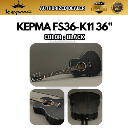 KEPMA FS36-EQ Elite Series 36 inch (3/4) Travel Solid Top Acoustic Guitar with AcoustiFex® K-11 Pickup ( FS36 / FS36EQ )