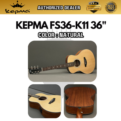 KEPMA FS36-EQ Elite Series 36 inch (3/4) Travel Solid Top Acoustic Guitar with AcoustiFex® K-11 Pickup ( FS36 / FS36EQ )