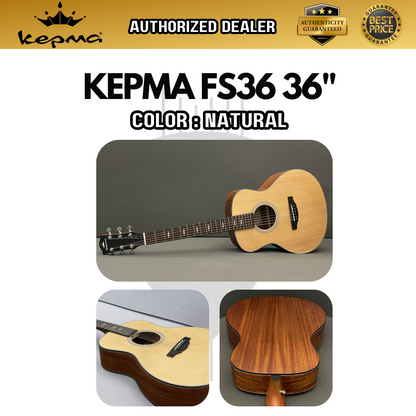 KEPMA FS36 Elite Series 36 inch (3/4) Travel Solid Top Acoustic Guitar ( FS-36 / FS 36 / 36" )