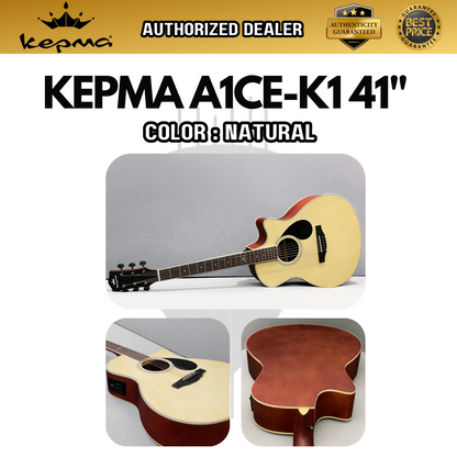 KEPMA A1CE 41 inch Grand Auditorium Semi Acoustic Guitar w K1 EQ ( A1CE-K1 / A1C 41 / A1C-41 )