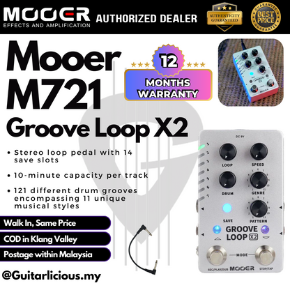 Mooer M721 Groove Loop x2 Stereo Looper / Drum Machine Micro Series Guitar Pedal Effect ( M-721 / M 721 )