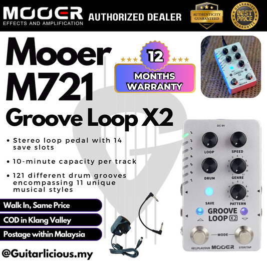 Mooer M721 Groove Loop x2 Stereo Looper / Drum Machine Micro Series Guitar Pedal Effect ( M-721 / M 721 )