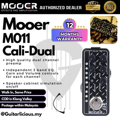 Mooer 011 Cali-Dual Micro Series Preamp Guitar Pedal Effect ( Delay / Reverb / M011 / M-011 / M 011)