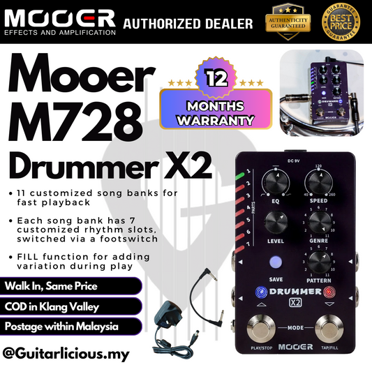 Mooer M728 Dual Footswitch Drummer X2 Drum Machine Micro Series Pedal ( M 728 / M-728 )