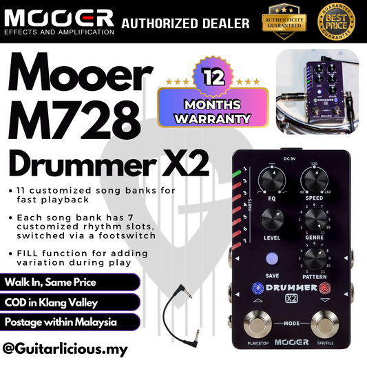 Mooer M728 Dual Footswitch Drummer X2 Drum Machine Micro Series Pedal ( M 728 / M-728 )