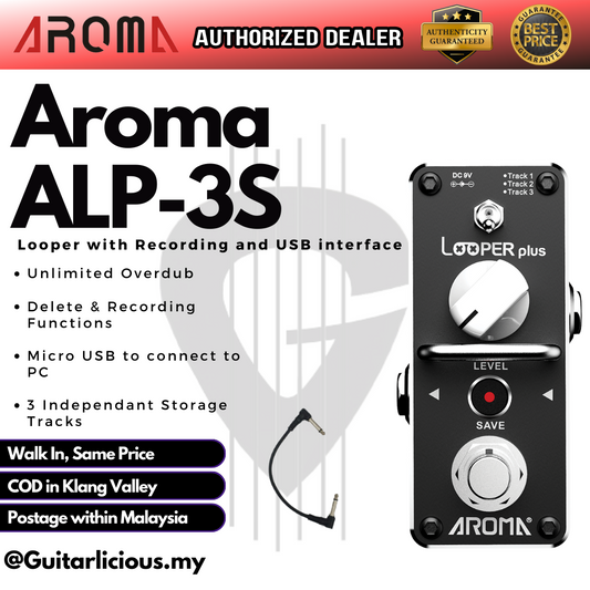 Aroma ALP-3S Looper Effect Pedal with 3 Channel Recording and USB interface (ALP38 / ALP 38)