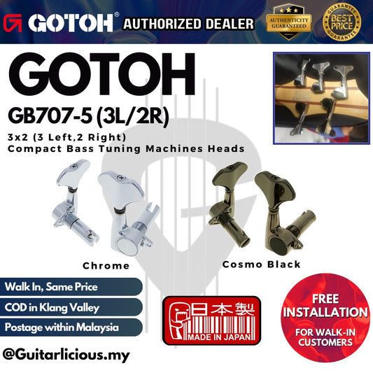 GOTOH GB707(5) 3x2 (3L2R) Compact Bass Tuning Machines Heads GB-707-5 / GB707-5