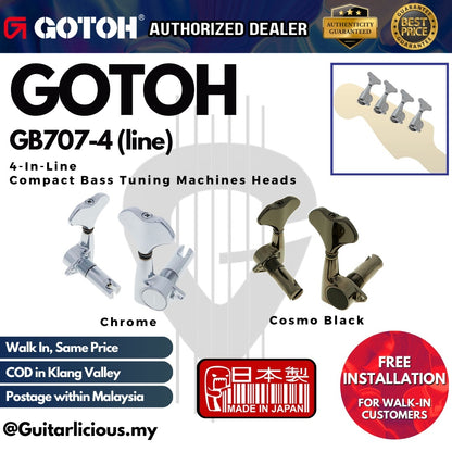 GOTOH GB707(4) 4-In-Line Compact Bass Tuning Machines Heads GB-707-4 / GB707-4