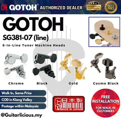 GOTOH SG381-07 6-In-Line Tuner Machine Heads SG-381 / SG 381 / SG38107