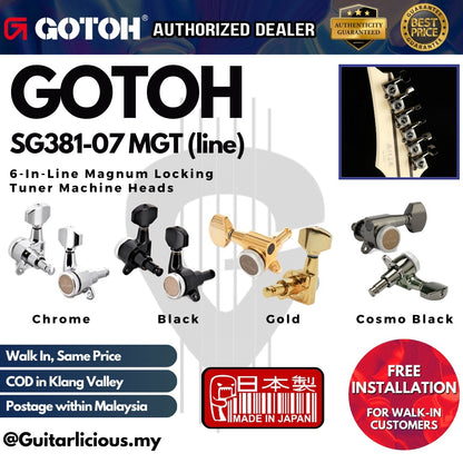 GOTOH SG381-MGT-07 6-In-Line Magnum Locking Tuner Machine Heads SG-381 / SG 381 / SG38107 MG-T