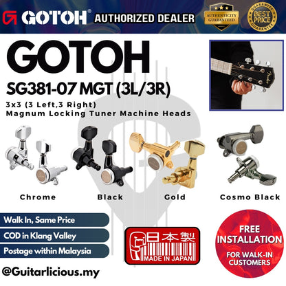 GOTOH SG381-MGT-07 3x3 3L3R Magnum Locking Tuner Machine Heads MG-T LEFT RIGHT