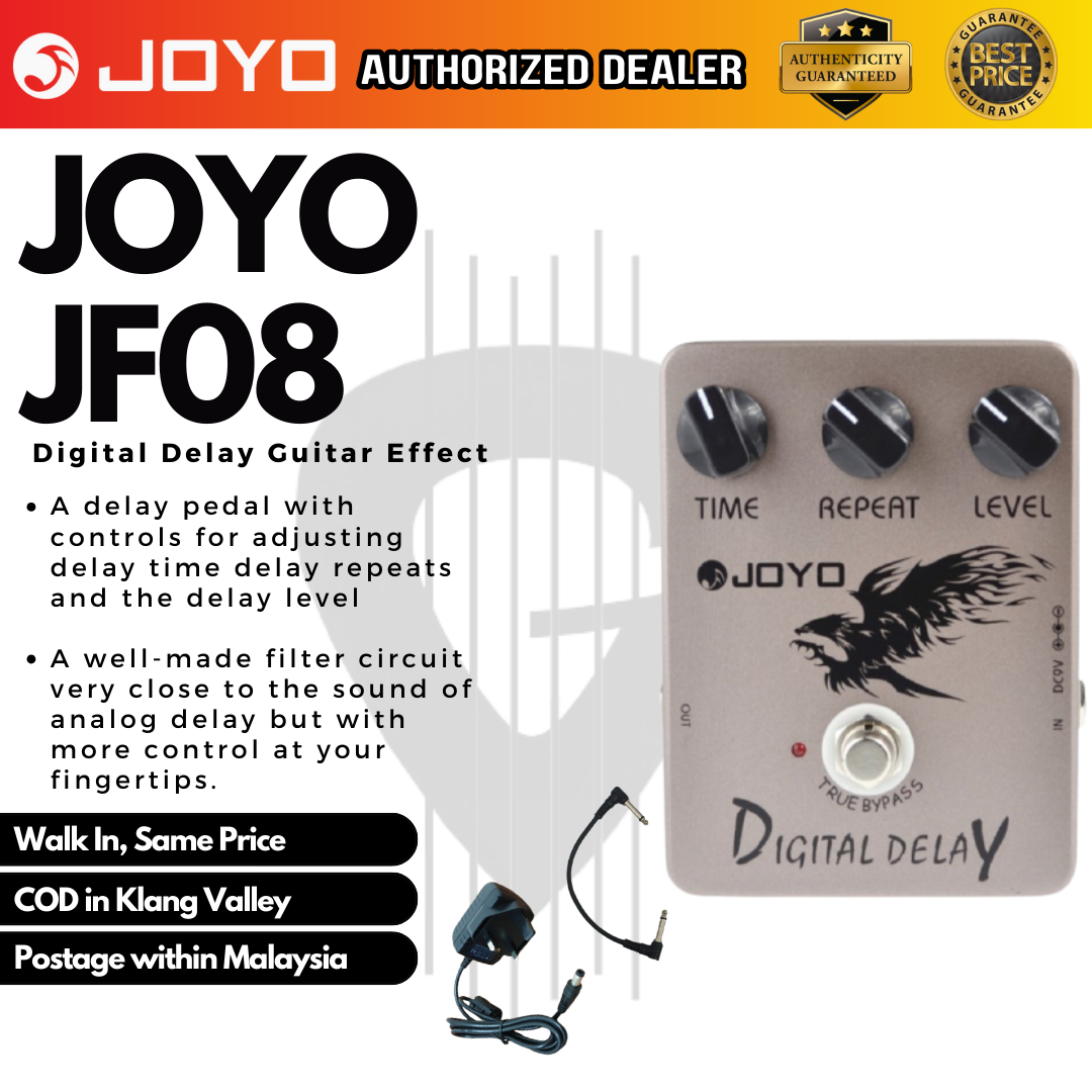 joyo delay pedal JOYO Digital Delay (JF-08 / JF08 / JF 08) Guitar Effects Pedal – GUITARLICIOUS