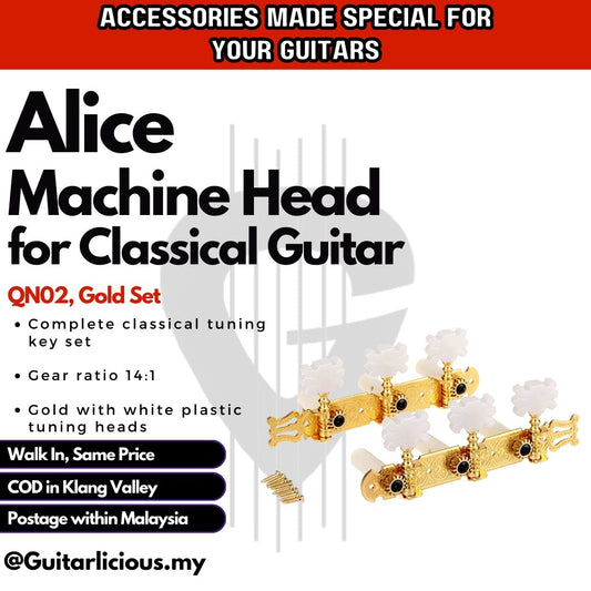 Musiclily Classical Guitar Tuners Tuning Keys Machine Head Set, Gold - QN02