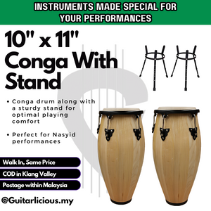 Conga Drum 10 inch x 11 inch with Conga Stand - COB100NW / COB100SB / COB100