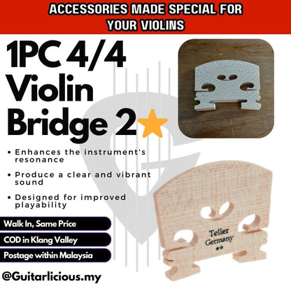 Violin Teller Bridge Size 4/4 - 2 Star , 3 Star