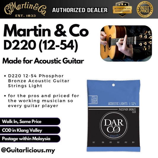 Martin Darco D220 Phosphor Bronze Acoustic Guitar Strings Extra Light ( 12 - 54 / D-220 / D 220)