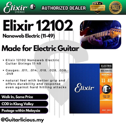 Elixir Strings 12102 Nanoweb Electric Guitar Strings - .011-.049 Medium