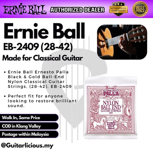 Ernie Ball 2409 Ernesto Palla Black & Gold Ball-End Nylon Classical Guitar Strings ( 028-042 / EB2409 / EB-2409 )