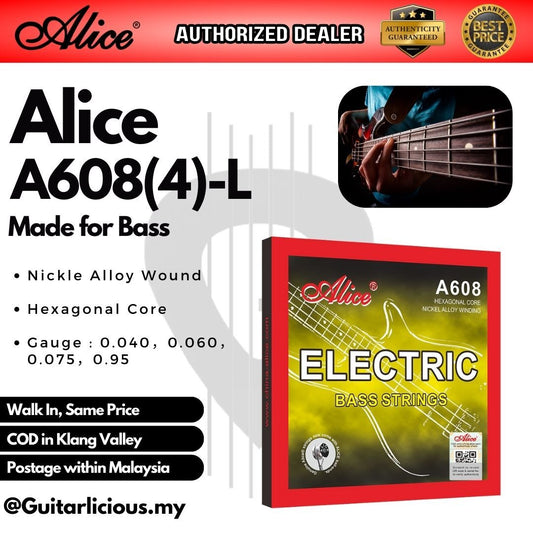 Alice A608(4) Light 4 String Nickel Alloy Electric BASS Guitar Strings SET (40-95) - ( A608/4-Light / A608(4)-L )