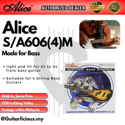 Alice A606(4) M Bass Guitar String Set / 4 strings (045-105)