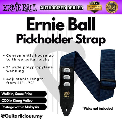 Ernie Ball Pickholder Polypro Guitar Strap For Electric, Acoustic & Bass Guitar (EB4039 / EB4236)