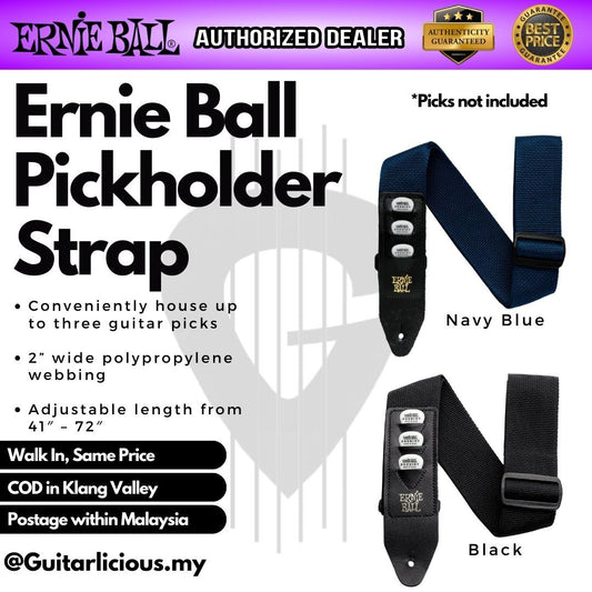 Ernie Ball Pickholder Polypro Guitar Strap For Electric, Acoustic & Bass Guitar (EB4039 / EB4236)