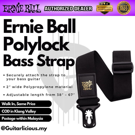 Ernie Ball PolyLock Bass Guitar Strap ( Black / EB4056 )