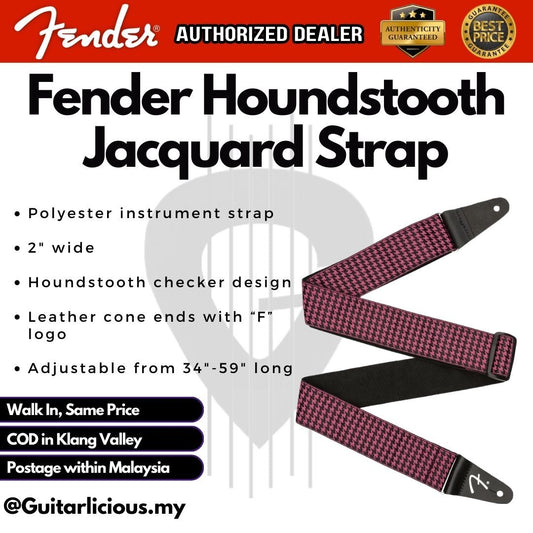 Fender Houndstooth Jacquard Guitar Strap for Electric / Acoustic / Bass Guitar Strap - Pink / Teal / Red / White