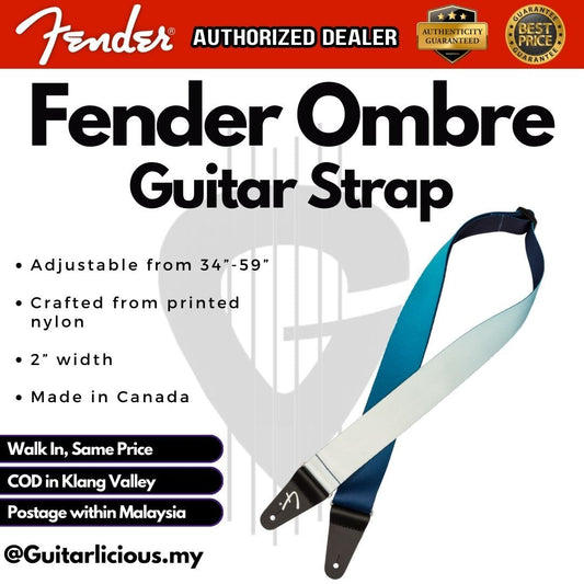 Fender 2 inch Ombre Guitar Strap For Acoustic , Electric & Bass Guitar , Belair Blue / Tequila Sunrise / Silver Smoke