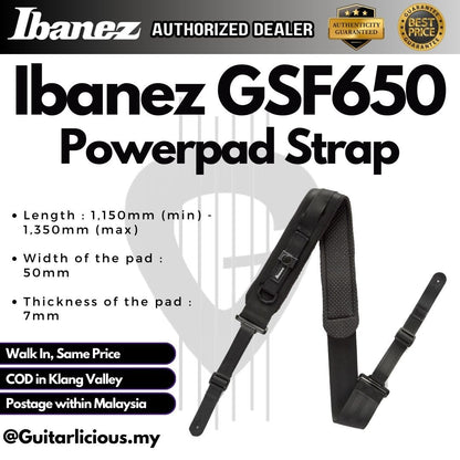 Ibanez GSF650 Powerpad Guitar Strap For Acoustic , Electric & Bass Guitar (GSF 650 / GSF-650)