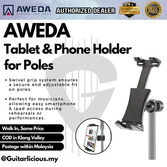 AWEDA Ipad & Smartphone Holder with Swivel Grip System for Poles ( Music Stand, Microphone Stand )