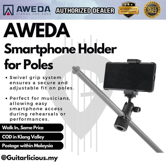 AWEDA Smartphone Holder with Swivel Grip System for Poles ( Phone Holder / Music Stand, Microphone Stand )