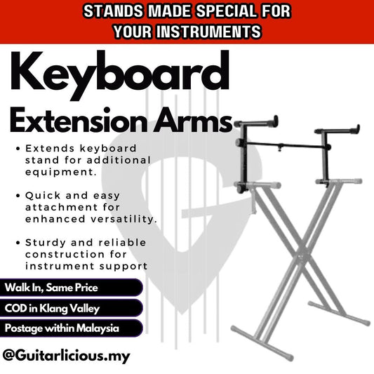 Keyboard Stand Adjustable Extension Arm Second Tier Extra Height for Keyboard, Laptop / Instrument Holder (HY804 / HY 804)