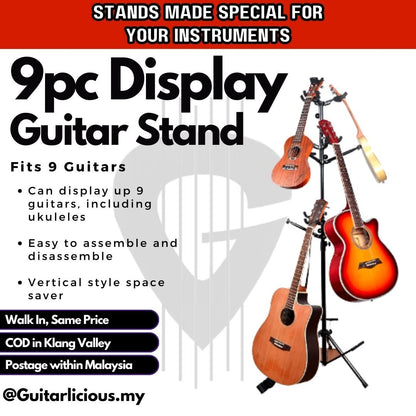 Multi Level Vertical Display Stand / Rack For Guitar / Ukulele (9-Pieces) - (PF-D10 / PFD10)