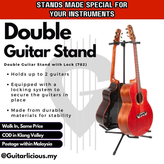 Double Guitar Stand with Lock (782)