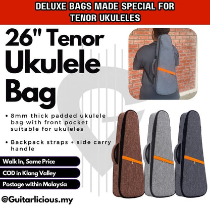 Deluxe 8mm Think Sponge Padded 26 inch Ukulele Tenor Bag ( LS001-26" / LS001-26 / 26inch )