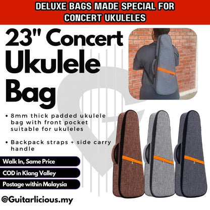 Deluxe 8mm Think Sponge Padded 23 inch Ukulele Concert Bag ( LS001-23" / LS001-23 / 23 / 24inch )