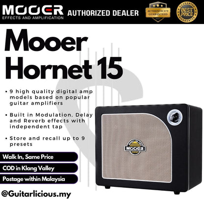 Mooer Hornet Black 15 , 15-Watt Modeling Guitar Amplifier ( DH01 / DH-01 )