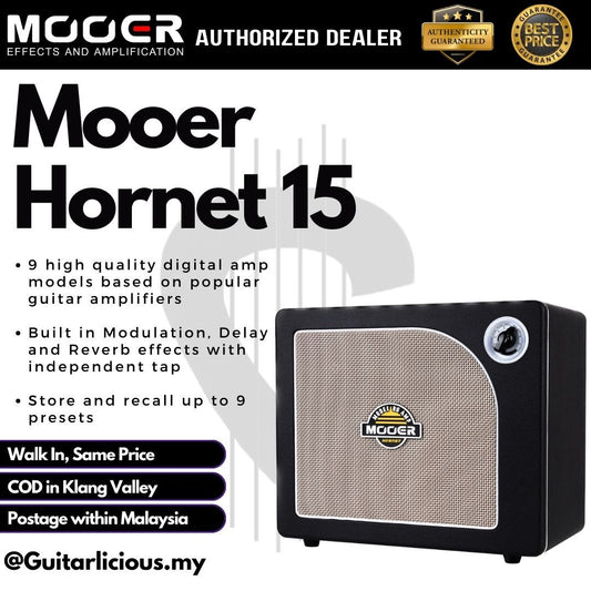 Mooer Hornet Black 15 , 15-Watt Modeling Guitar Amplifier ( DH01 / DH-01 )