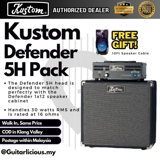 Kustom Defender5H Head + Defender 1X12" Speaker Cabinet (Package Combo Set) - 5watts + 30watts