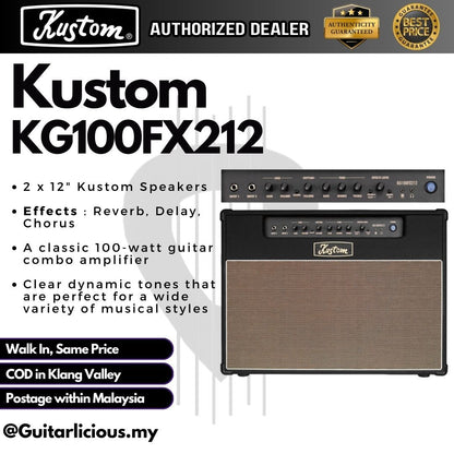 Kustom KG100FX212 100-watt 2x12 Guitar Combo Amplifier (KG100FX / KG-100FX212 / 100w )